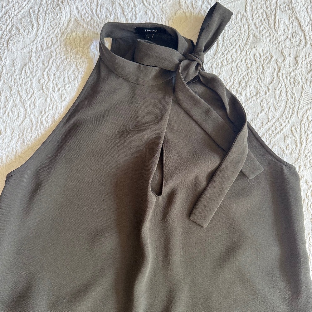 THEORY Side Tie Halter Blouse